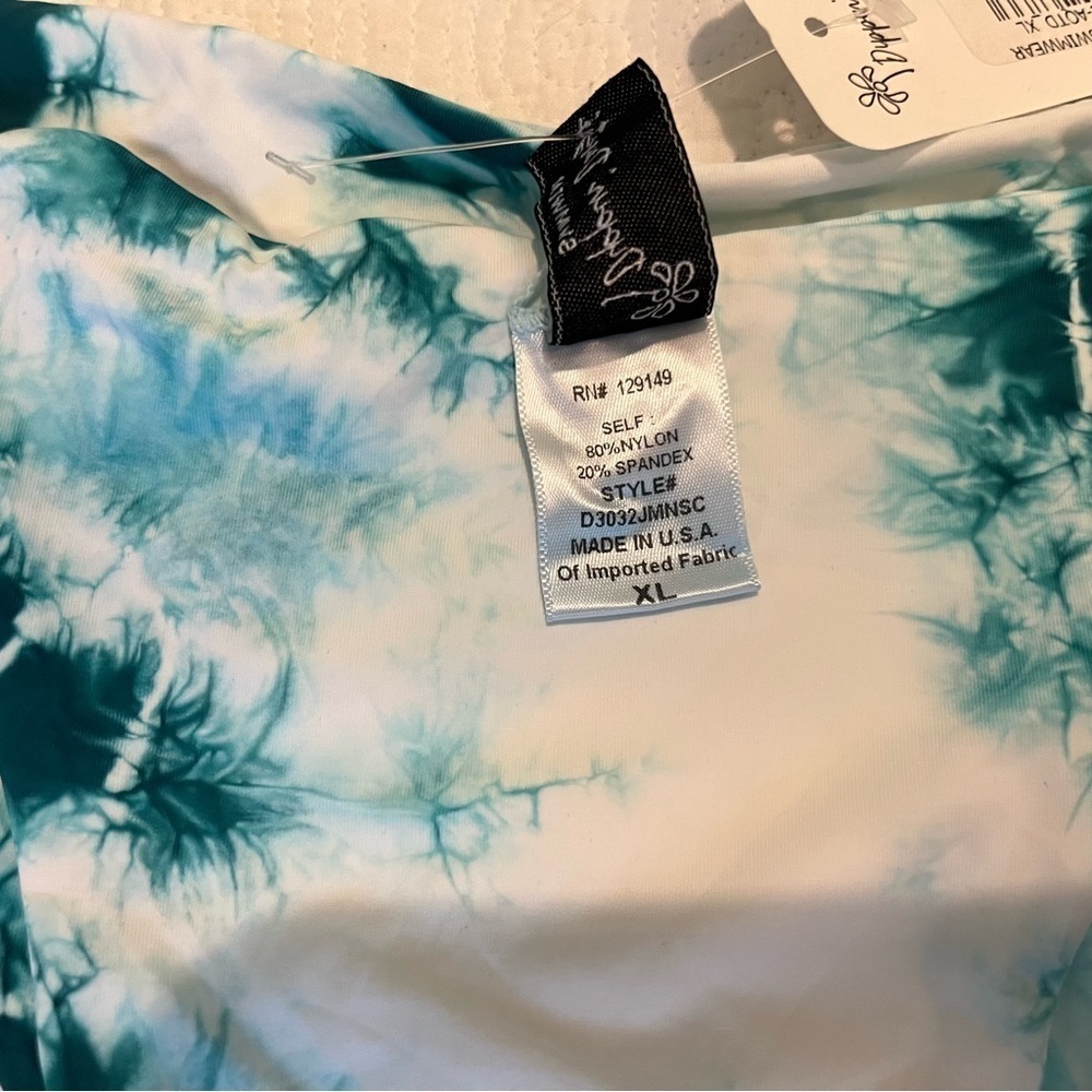 Dippin’ Daisy’s Bottom Only Teal White Tie Dye Cheeky Bikini Size XL - Picture 5 of 6